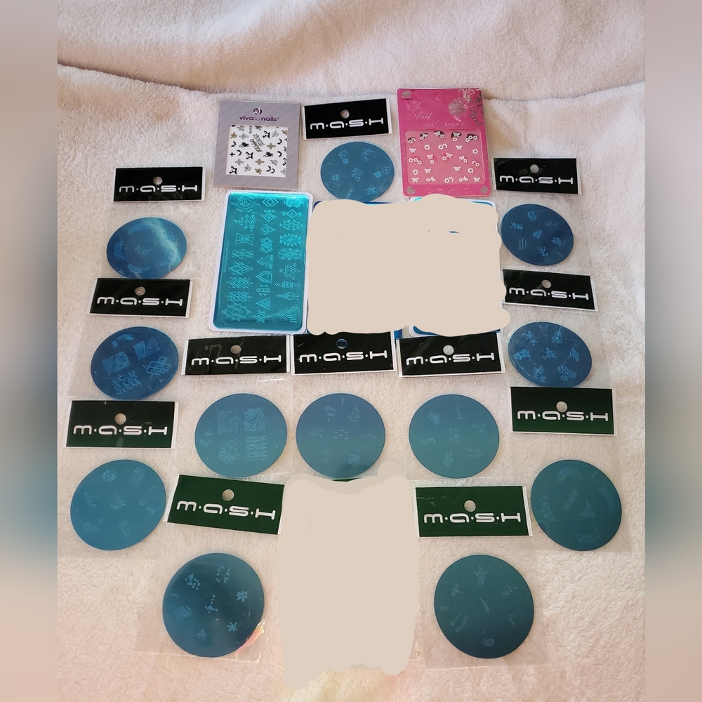 NEW - Bundle of 15 - Nail Art Stamping Plates + Stickers